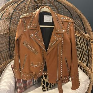Understated leather studded jacket